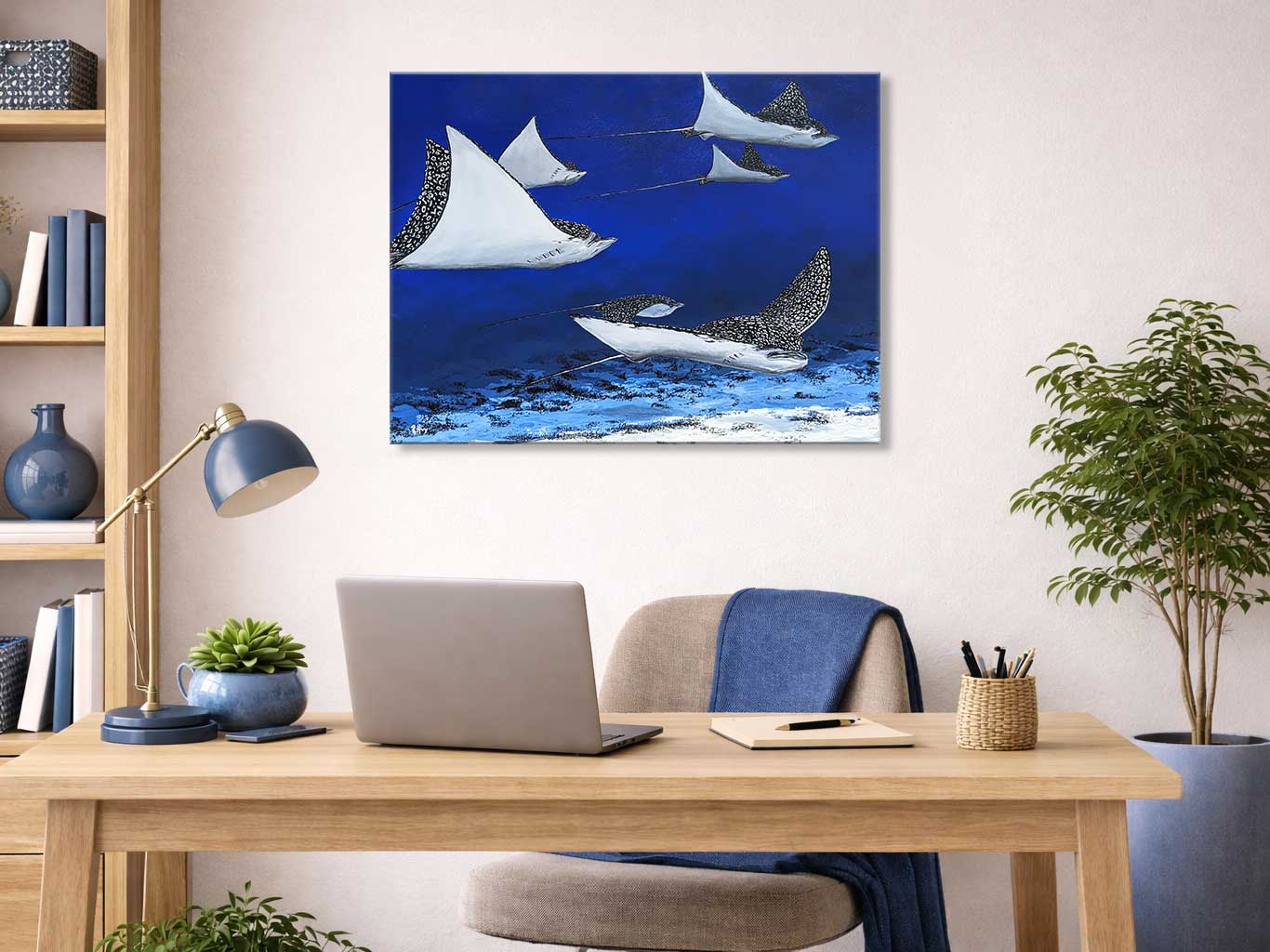 Enjoy the Journey - Eagle Ray Painting - Original Acrylic on Canvas - 24x30 Inches