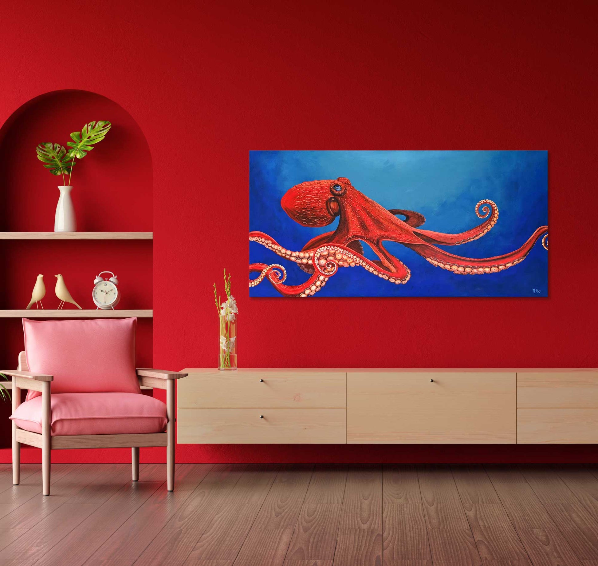 giant pacific octopus painting original art