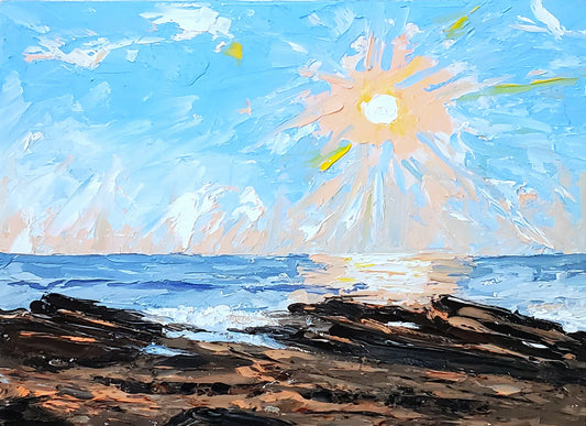 Sunset on the Rocks Original Painting