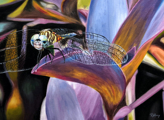 Blue Dasher Dragonfly Original Painting